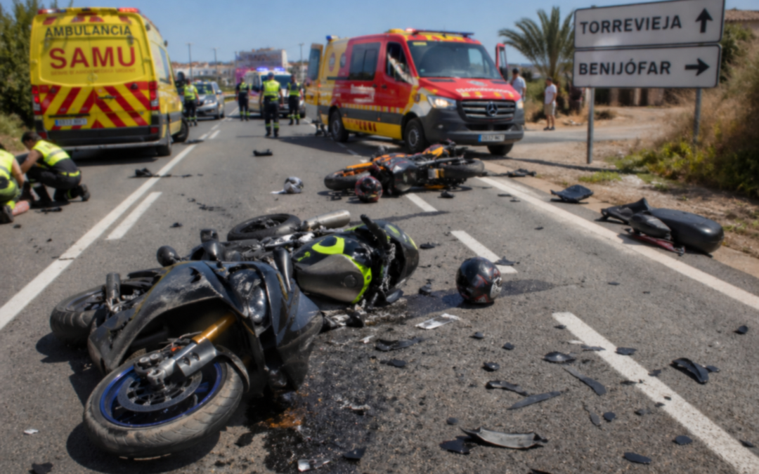 ACCIDENTE de motos entre Torrevieja y Benijófar deja varios heridos y genera gran despliegue de emergencia